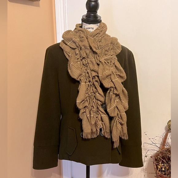 ‼️SOLD‼️ Esprit PEA COAT- Wool- Ladies Classic Chocolate Brown- XL w/ Scarf 🧣 - Picture 7 of 16